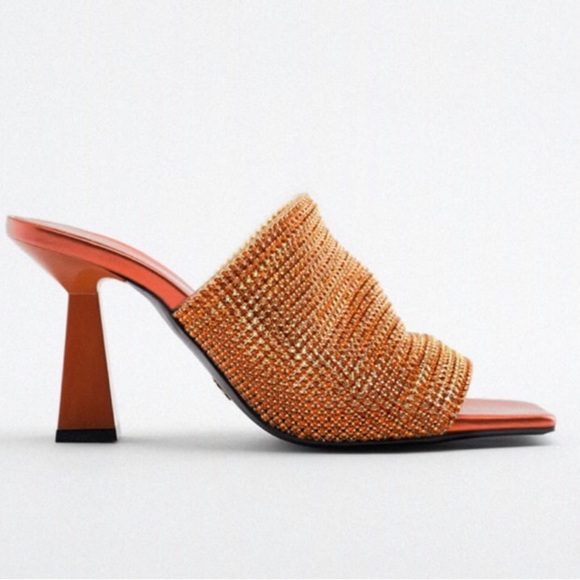 Zara  “RHINESTONE”  Mesh Heels - Picture 2 of 13